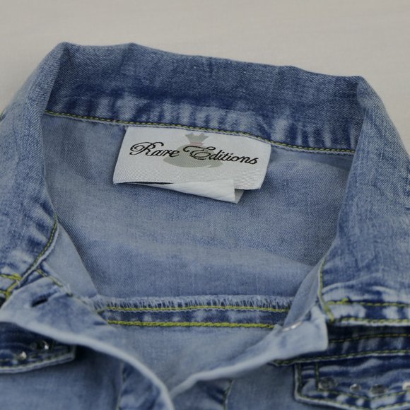 NEW Rare Editions Girls 3T Denim Topper with Mesh Tiered Skirt Dress - Picture 5 of 7